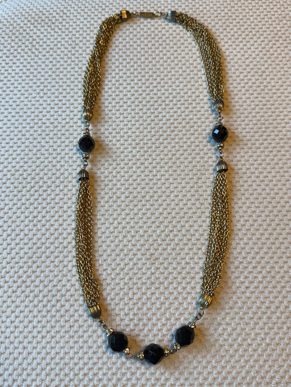 Vintage HOBE Gold Tone Chain and Cryatal Designer Runway Necklace